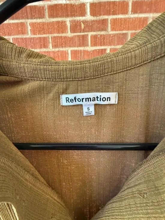 Reformation Carmel brown polo blouse top - Picture 3 of 4